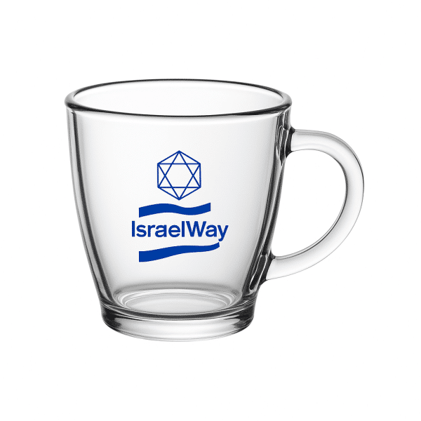 כוס זכוכית ממותגת לקפה