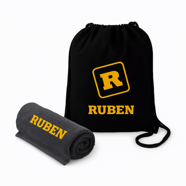 סט מגבת ותיק כותנה ממותגים