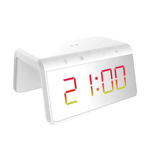 מטען אלחוטי מהיר 2 ב-1 לנייד 15W ושעון חכם 2W משולב עם שעון דיגיטלי