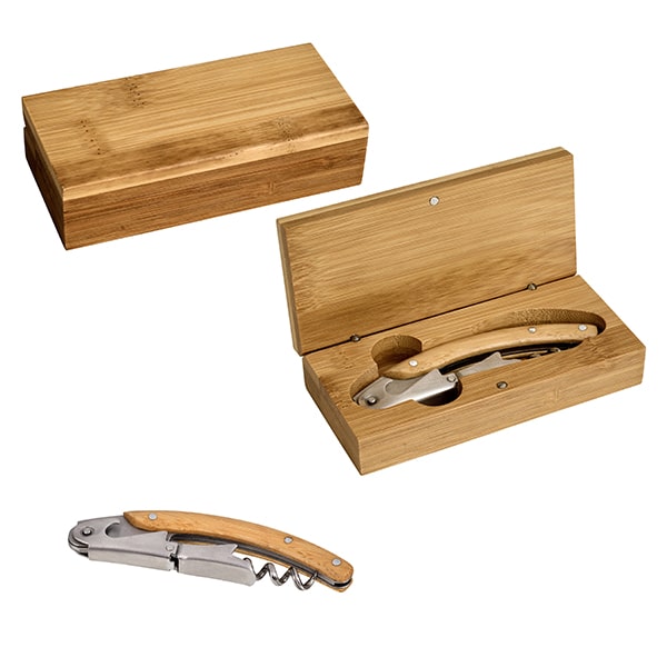 פותחן מלצרים במארז עץ במבוק