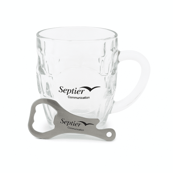 כוס ופותחן בירה ממותגים